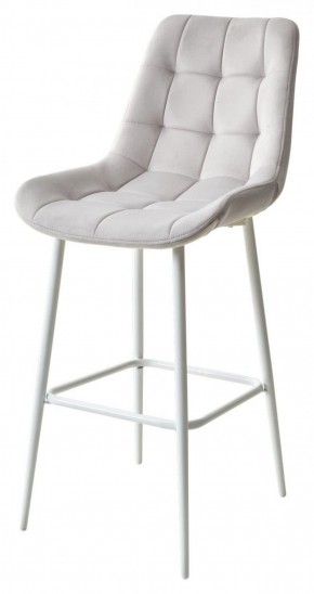 Барный стул ХОФМАН, цвет H-09 Светло-серый, велюр / белый каркас М-City в Камышлове - kamyshlov.mebel-74.com | фото
