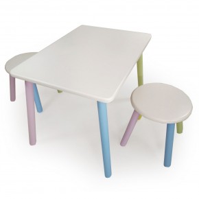 Детский комплект стол и два табурета круглых  (Белый, Белый, Цветной) в Камышлове - kamyshlov.mebel-74.com | фото