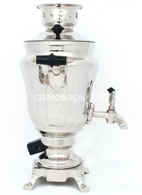 Электрический самовар из латуни никелированный на 1,5 литра форма "Тюльпан" с защитой от выкипания в Камышлове - kamyshlov.mebel-74.com | фото