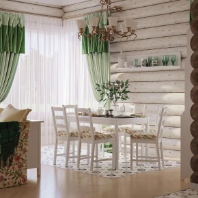 Комлект Вествик обеденный стол и четыре стула, массив сосны, цвет белый в Камышлове - kamyshlov.mebel-74.com | фото