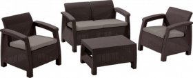 Комплект мебели Корфу сет (Corfu set) коричневый - серо-бежевый * в Камышлове - kamyshlov.mebel-74.com | фото