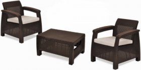 Комплект мебели Корфу Уикенд (Corfu Weekend) коричневый - серо-бежевый * в Камышлове - kamyshlov.mebel-74.com | фото