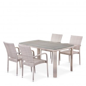 Комплект плетеной мебели T256C/Y376C-W85 Latte (4+1) + подушки на стульях в Камышлове - kamyshlov.mebel-74.com | фото