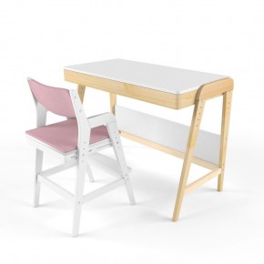 Комплект растущий стол и стул с чехлом 38 попугаев «Вуди» (Белый, Белый, Розовый) в Камышлове - kamyshlov.mebel-74.com | фото