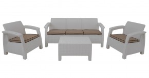Комплект уличной мебели Yalta Premium Terrace Triple Set (Ялта) белый (+подушки под спину) в Камышлове - kamyshlov.mebel-74.com | фото