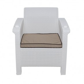 Комплект уличной мебели Yalta Premium Terrace Triple Set (Ялта) белый (+подушки под спину) в Камышлове - kamyshlov.mebel-74.com | фото