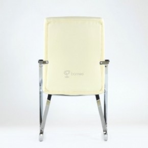 Кресло Barneo K-25 для посетителей и переговорных (хром, бежевая экокожа) в Камышлове - kamyshlov.mebel-74.com | фото