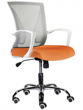 Кресло BRABIX "Wings MG-306", пластик белый, хром, сетка, серое/оранжевое, 532011 в Камышлове - kamyshlov.mebel-74.com | фото