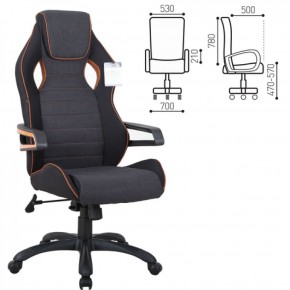 Кресло компьютерное BRABIX Techno Pro GM-003 (ткань черное/серое, вставки оранжевые) 531813 в Камышлове - kamyshlov.mebel-74.com | фото