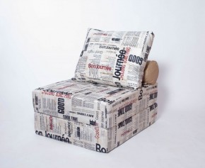 Кресло-кровать-пуф бескаркасное Прайм (Газета) в Камышлове - kamyshlov.mebel-74.com | фото