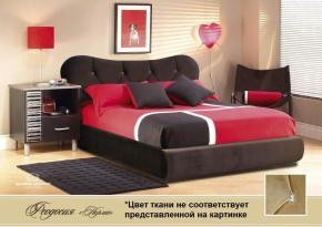 Кровать 1400 Феодосия со стразами в к/з "Классик 307 коричневый" серия Норма (+основание на опорах) в Камышлове - kamyshlov.mebel-74.com | фото