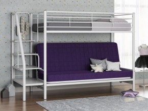 Кровать двухъярусная с диваном "Мадлен-3" (Белый/Фиолетовы) в Камышлове - kamyshlov.mebel-74.com | фото