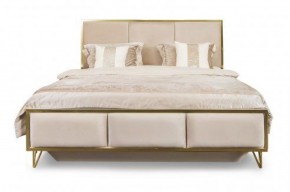 Кровать Lara 1600 с мягким изголовьем + основание (белый глянец) в Камышлове - kamyshlov.mebel-74.com | фото