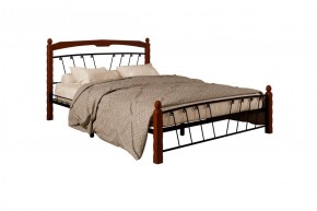 Кровать "Муза 1" КМД10 Черная (1600*2000) (ножки-махагон) с коваными изделиями в Камышлове - kamyshlov.mebel-74.com | фото