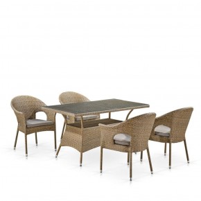 Обеденный комплект плетеной мебели T198B/Y79B-W56 Light Brown (4+1) в Камышлове - kamyshlov.mebel-74.com | фото