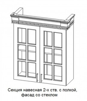 Секция навесная 2-х ств. с полкой "Верона", фасад со стеклом (800) в Камышлове - kamyshlov.mebel-74.com | фото