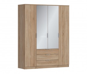 Шкаф 4х дверный с зеркалами Николь СБ-2595/1 (Дуб Сонома) в Камышлове - kamyshlov.mebel-74.com | фото
