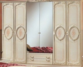 Шкаф 6-и дверный с зеркалами (01.146) Роза (беж) в Камышлове - kamyshlov.mebel-74.com | фото