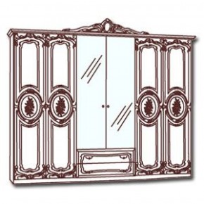 Шкаф 6-и дверный с зеркалами (01.146) Роза (беж) в Камышлове - kamyshlov.mebel-74.com | фото