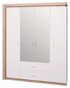 Шкаф для одежды с ящиками 4-х створчатый с зеркалом Люмен 16 в Камышлове - kamyshlov.mebel-74.com | фото