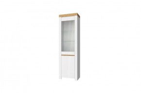 Шкаф с витриной  1V1D, TAURUS, цвет белый/дуб вотан в Камышлове - kamyshlov.mebel-74.com | фото