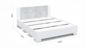 Спальня Аврора Кровать 160 со встроенным основанием под матрас Белый/Ателье светлый в Камышлове - kamyshlov.mebel-74.com | фото