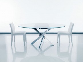 Стол BARONE (01.92) G093 хром/С150 э-бел. гл. стекло, L021алюм.вставка в Камышлове - kamyshlov.mebel-74.com | фото