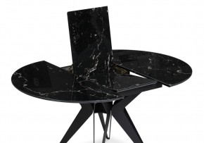 Стол стеклянный Рикла 110(150)х110х76 черный мрамор / черный в Камышлове - kamyshlov.mebel-74.com | фото